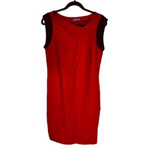 Vivienne Tam Sheath Dress Women's Size M Red Black Stretch Sleeveless Classic